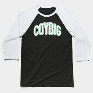 COYBIG, Glasgow Celtic Football Club White and Green Warped Text Design Baseball T-Shirt